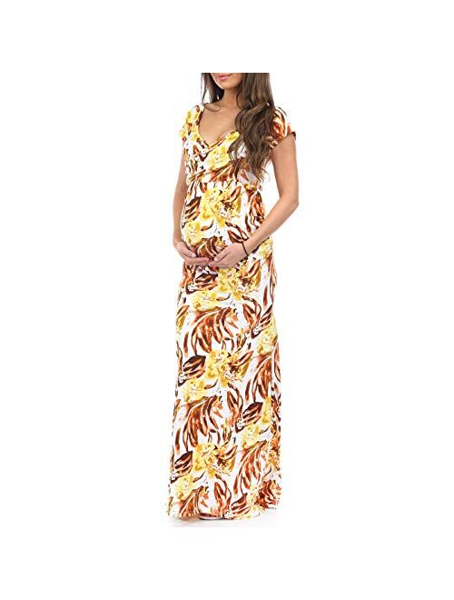 Mother Bee Maternity Women's Wrap Maternity Ruched Mermaid Dress