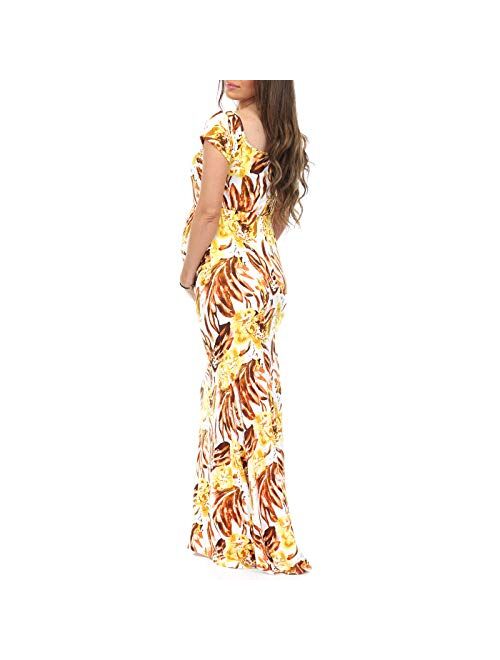 Mother Bee Maternity Women's Wrap Maternity Ruched Mermaid Dress