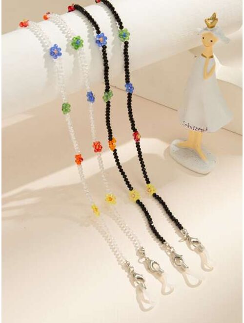 Shein 2pcs Flower Decor Beaded Glasses Chain