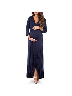 Women's 3/4 Sleeve Faux Wrap Maternity Dress