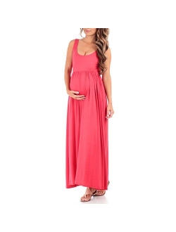 Women's Sleeveless Ruched Maternity Dress with Pockets - Made in USA