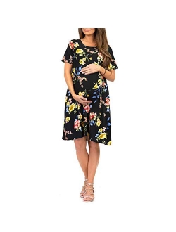 Womens Maternity T Shirt Dress with Pockets