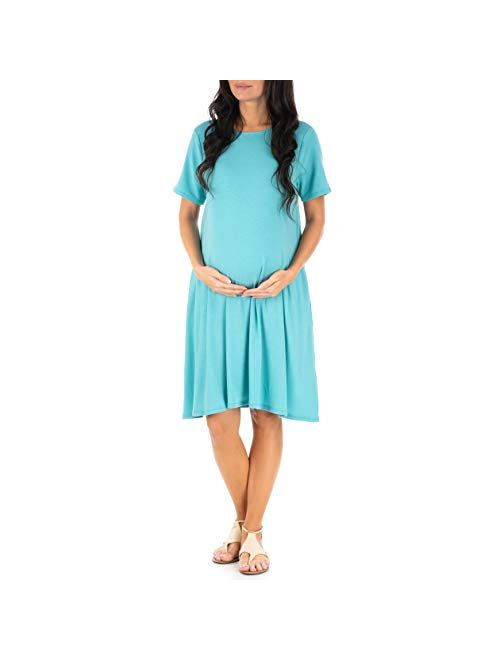Mother Bee Maternity Women’s Maternity T Shirt Dress with Pockets