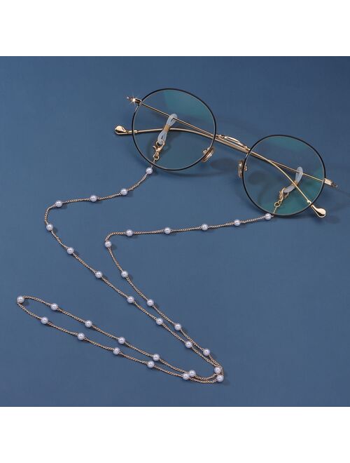Fashion 2021 Women Pearl Gold Eyewear Chain Lanyard Strap Eye Glasses Ladies Sunglasses Chains Accessories Only Chain No Glasses