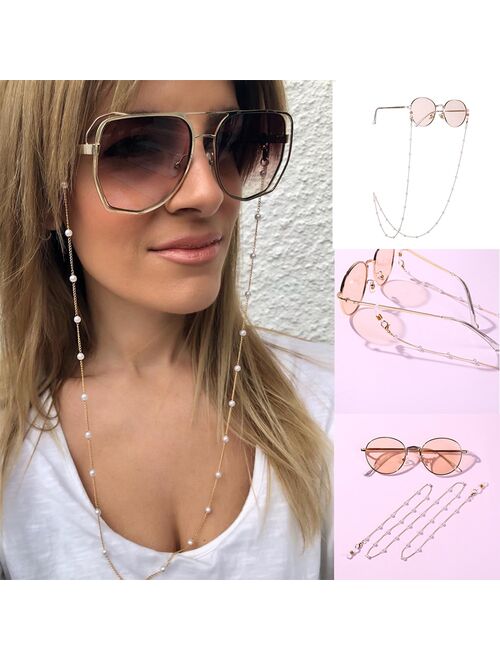 Anti-slip Sunglasses Lanyard Chains Cords Holder Fashionable Women Pearl Eyewear Anti-slip Glasses Part Neck Rope