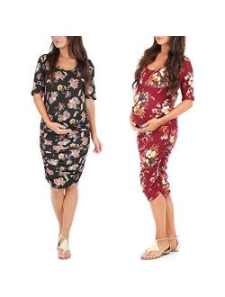 Womens 2-Pack Bodycon Ruched Maternity Dress