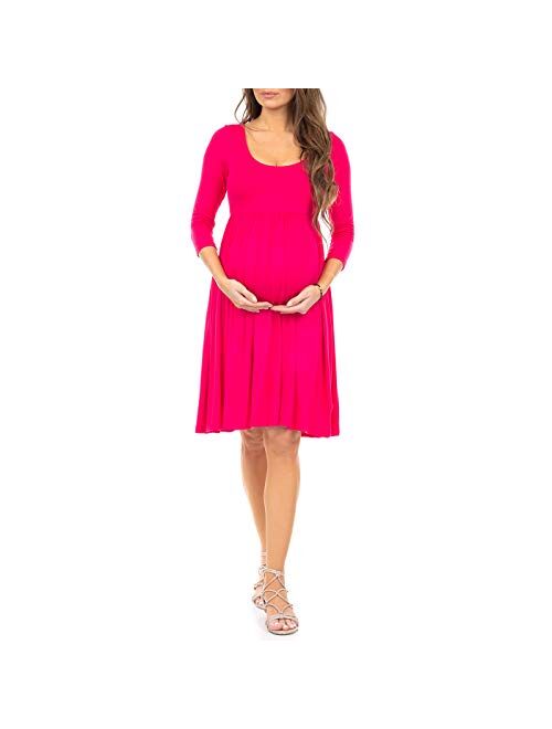 Mother Bee Maternity Women's Ruched Babydoll Maternity Dress