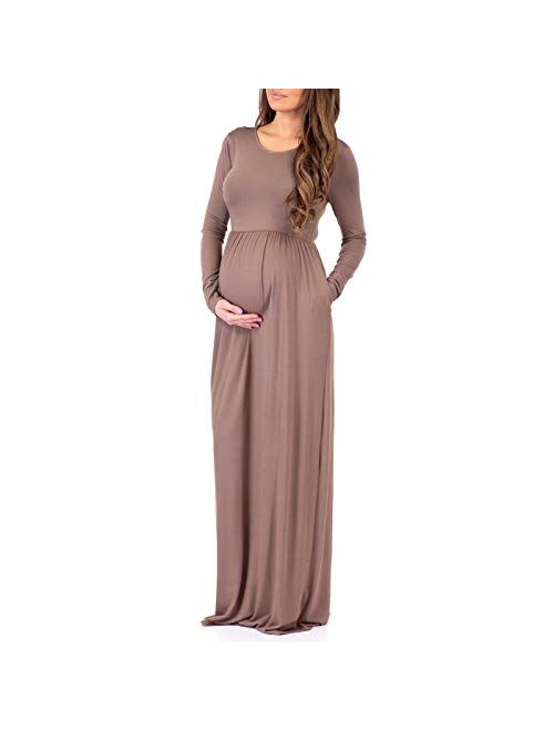Mother Bee Maternity Long Sleeve Womens Ruched Dress with Pockets by Rags and Couture