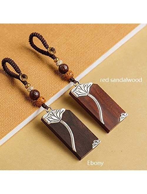 OP Key Chain Holder Natural Wood Keychain，3.9in Red Sandalwood/Ebony Keychain Accessories，Rope Woven Keychain Car Keychains Key Ring Keychain Wallet (Color : Red Sandalwo