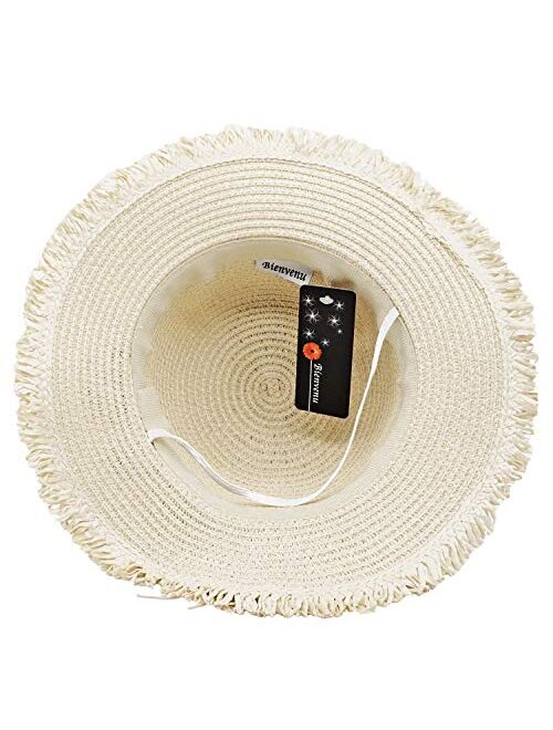 Bienvenu Girl Kids Sun Hat Summer Wide Brim Floppy Beach Sun Visor Hat with Flowers