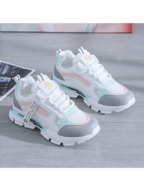 Spring Korean Platform Sneakers Women Shoes Thick Bottom Chunky Sneakers Breathable Mixed Colors Slip On Casual Shoes Woman 2021