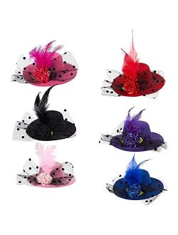 Mini Hat, Decorative Hair Clips (6 Colors, 3.9 in, 6 Pack)