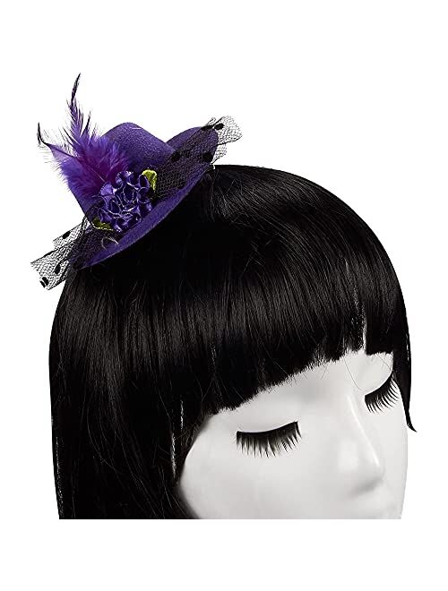 Mini Hat, Decorative Hair Clips (6 Colors, 3.9 in, 6 Pack)