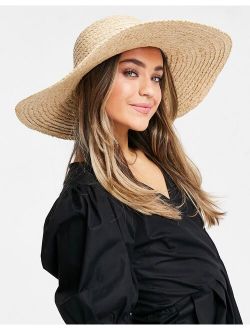 natural straw floppy hat with braided band and size adjuster
