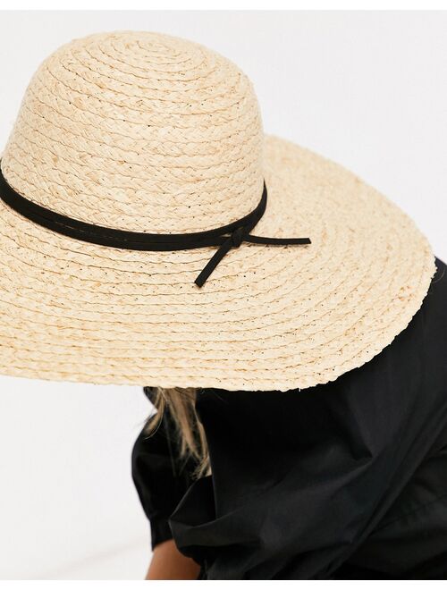 ASOS DESIGN natural straw floppy hat with braided band and size adjuster