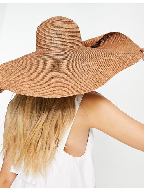 ASOS DESIGN straw oversized hat in brown