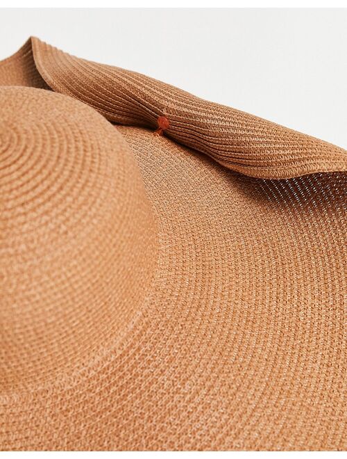 ASOS DESIGN straw oversized hat in brown