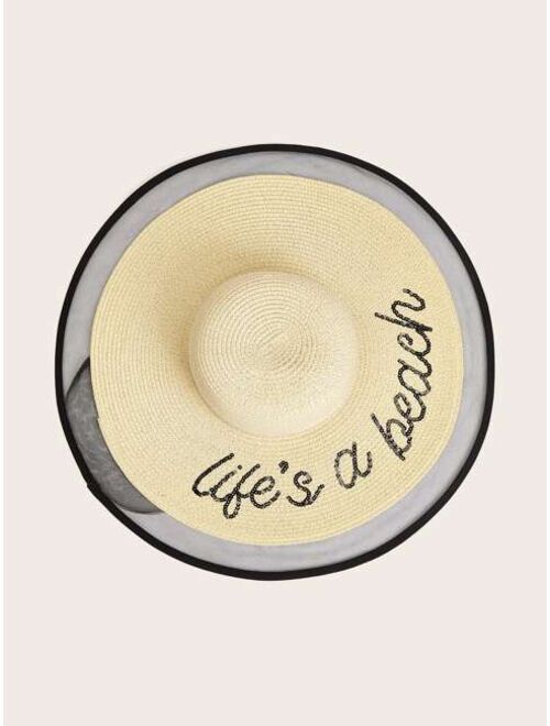 Shein Sequins Decor Straw Hat