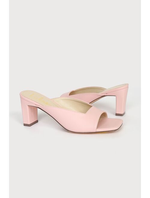 Lulus Lasha Pink Square Toe High Heel Slide Sandals