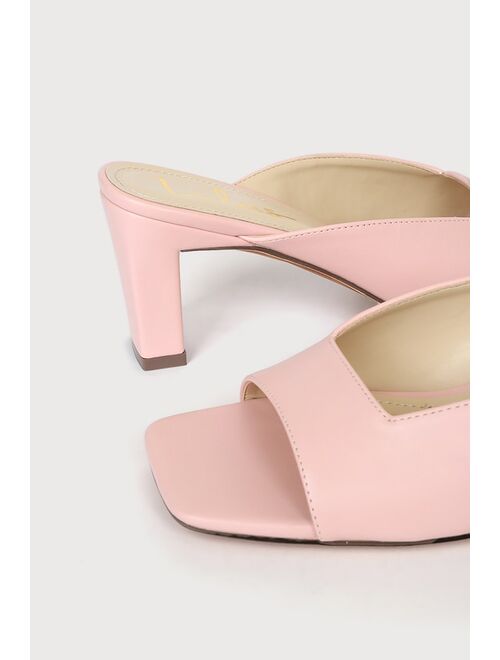 Lulus Lasha Pink Square Toe High Heel Slide Sandals