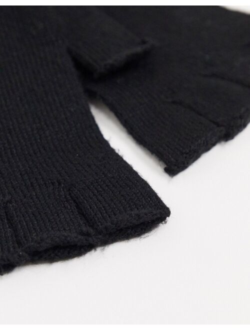 ASOS DESIGN fingerless gloves in recycled polyester in black
