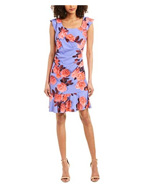 Adrianna Papell Women's Photoreal Floral Flounce Dress