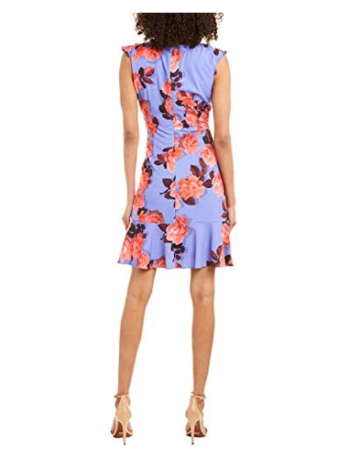 Adrianna Papell Women's Photoreal Floral Flounce Dress