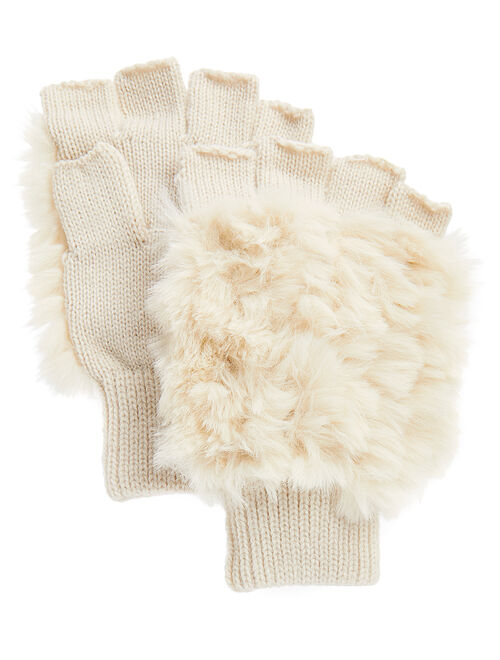 Donna Salyers' Fabulous-Faux Furs Ivory Faux Fur Fingerless Gloves