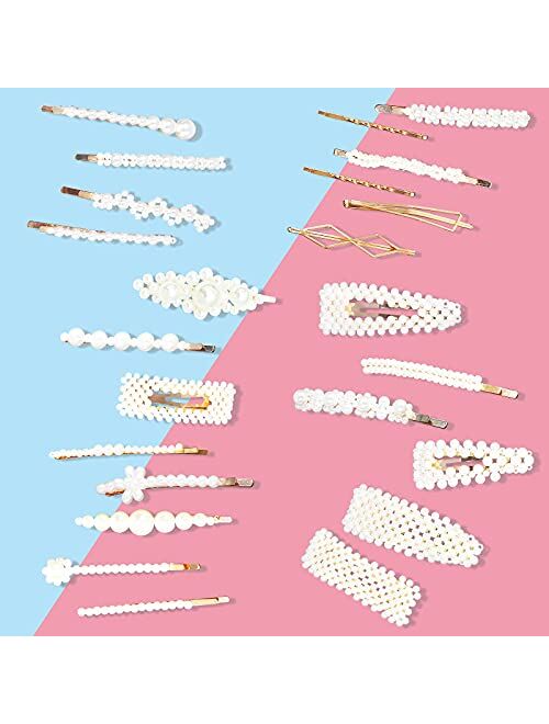 Cehomi 24 Pcs Pearl Hair Clips Barrettes Hairpins for Women Girls, Elegant Handmade Fashion Headwear Styling Tools Hair Accessories for Party Wedding Daily