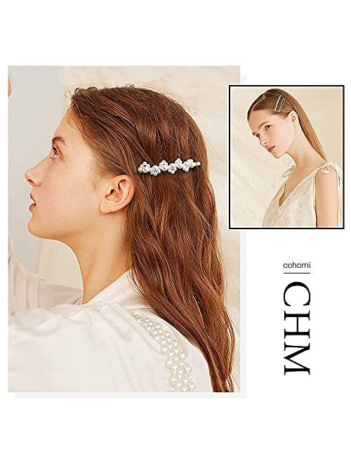 Cehomi 24 Pcs Pearl Hair Clips Barrettes Hairpins for Women Girls, Elegant Handmade Fashion Headwear Styling Tools Hair Accessories for Party Wedding Daily