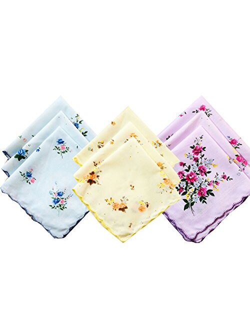 Ladies Vintage Floral 100% Cotton handkerchiefs mixed Bulk