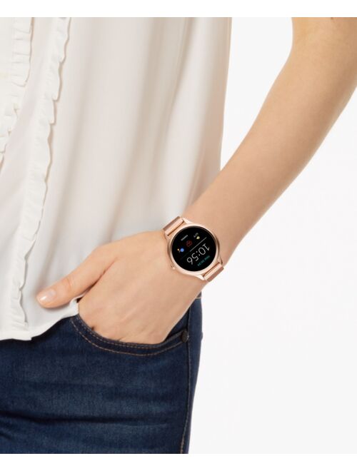 Fossil Women's Gen 5E Rose Gold-Tone Stainless Steel Mesh Bracelet Touchscreen Smart Watch 42mm