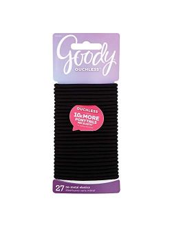 Goody Ouchless Womens Elastic Thick Hair Tie - 27 Count, Black - 4MM for Medium Hair to Thick Hair - Hair Accessories for Women Perfect for Long Lasting Braids, Ponytails