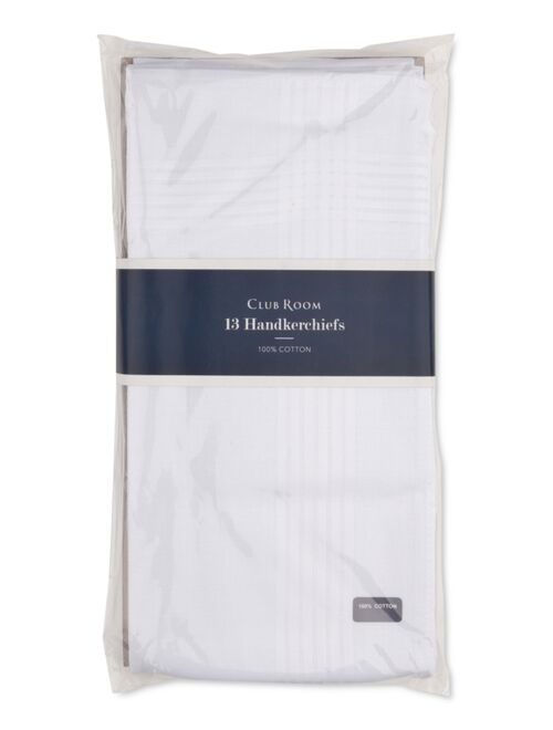 Club Room Men’s 13-Pc. White Border-Stripe Handkerchief Set, Created for Macy's
