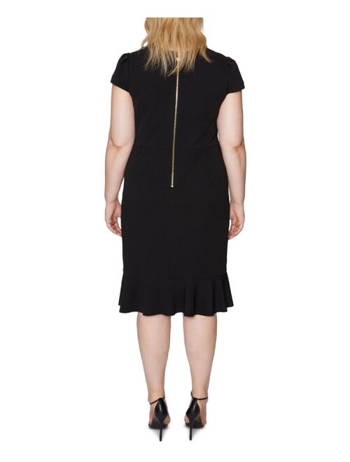 Betsey Johnson Trendy Plus Size V-Neck Flounce Midi Dress