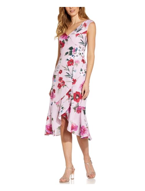 Adrianna Papell Floral-Print Flounce Midi Dress