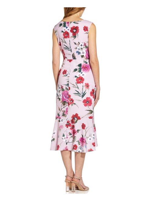Adrianna Papell Floral-Print Flounce Midi Dress
