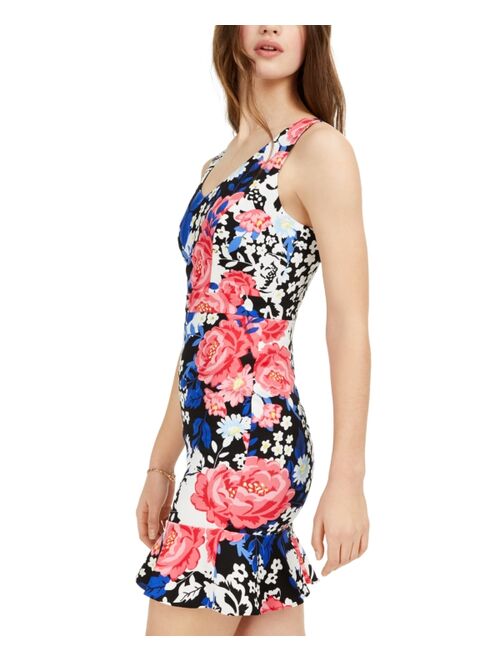 Bar III Floral-Print Flounce Dress, Created for Macy's