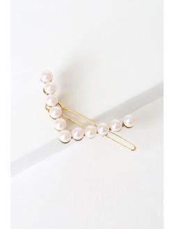 EACH Jewels Ava Gold and Pearl Hair Clip