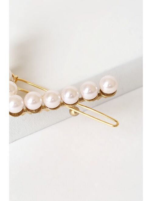 EACH Jewels Ava Gold and Pearl Hair Clip