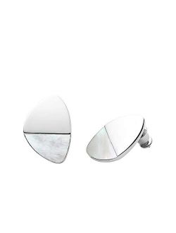 Women's Agnethe Silver-Tone Mother-of-Pearl Square Stud Earrings