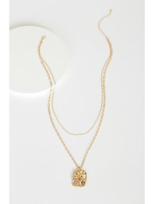 Lulus Modern Art Gold Layered Pendant Necklace