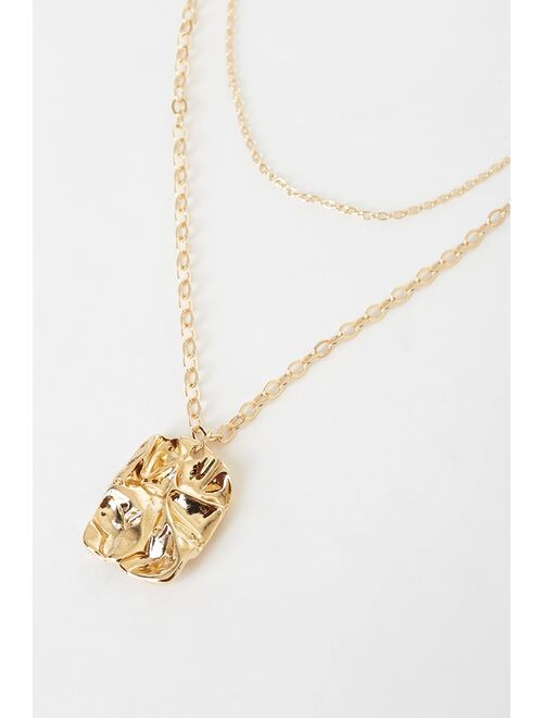 Lulus Modern Art Gold Layered Pendant Necklace