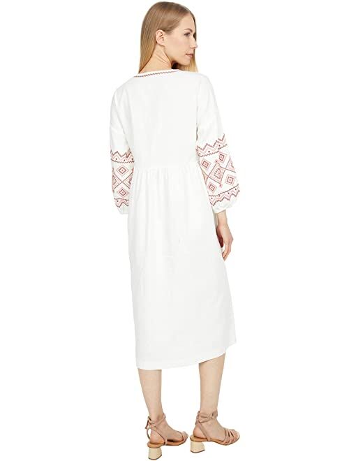 Madewell Embroidered Sleeve Popover Midi Dress