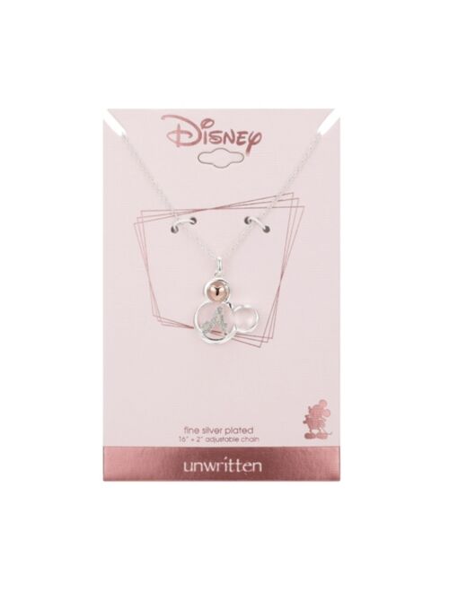 Disney Mickey Mouse Initial Pendant Necklace in Two-Tone Silver-Plate, 16"+ 2" extender