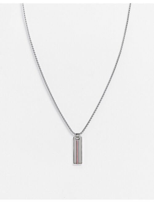 Tommy Hilfiger neck chain with branded pendant in silver