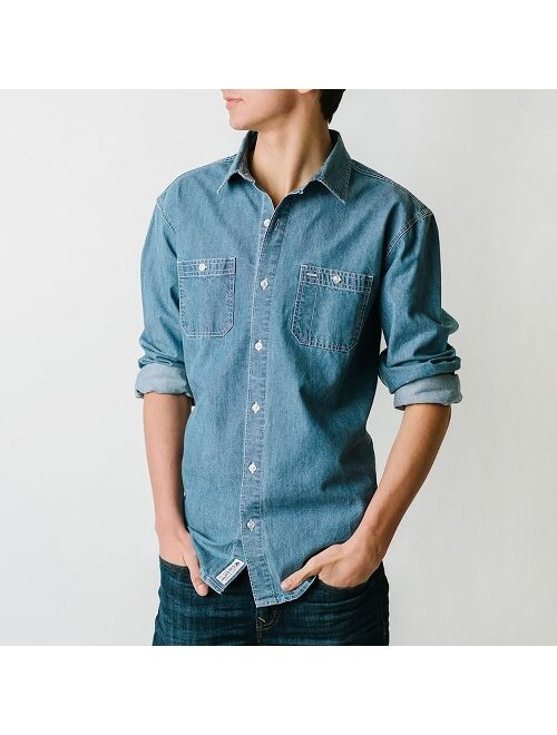 Hope & Henry Mens' Chambray Button Down Shirt