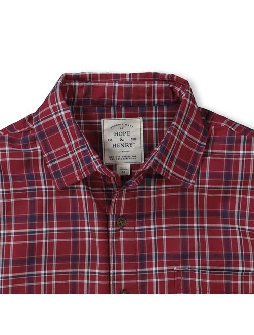 Hope & Henry Mens' Cotton Convertible Double Weave Button Down Shirt