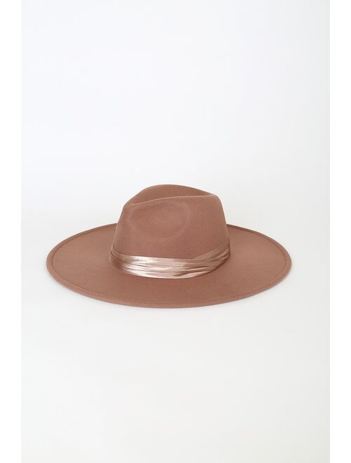 Lulus Take the Scenic Route Taupe Fedora Hat