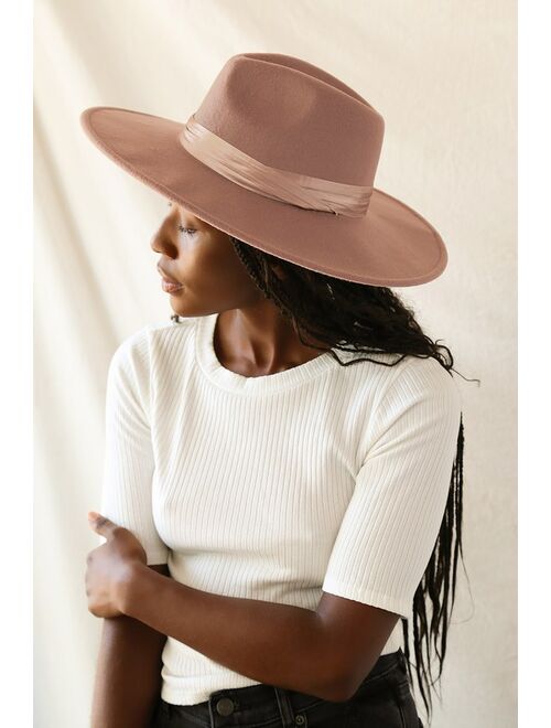 Lulus Take the Scenic Route Taupe Fedora Hat